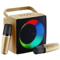 Volpers Kids Bluetooth Karaoke Machine – Portable Speaker System with 2 Wireless Microphones & LED Lights | Gold Edition | Fun Singing Machine for Girls & Boys | Ideal for Parties, Weddings & Events