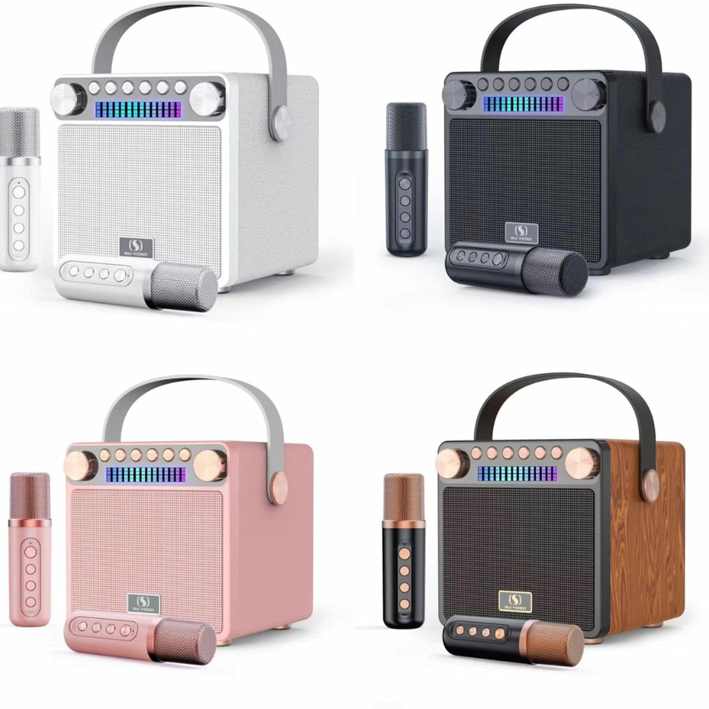 Volpers Wireless Karaoke Machine with 2 Mics – Bluetooth Speaker System with LED Lights, USB/AUX, Portable PA for Kids & Adults – Ideal for Parties, Teaching, Meetings & Events