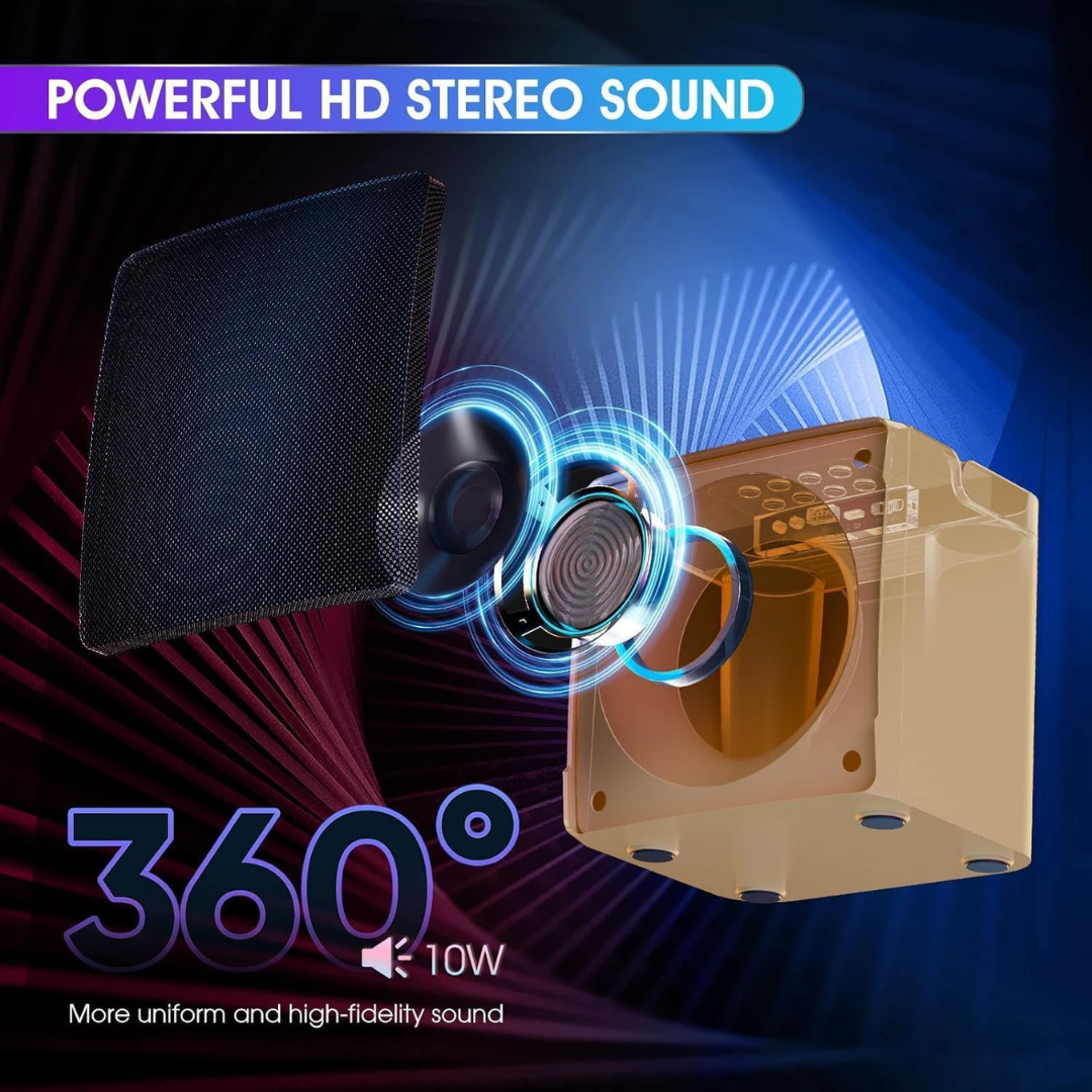 Volpers Kids Bluetooth Karaoke Machine – Portable Speaker System with 2 Wireless Microphones & LED Lights | Gold Edition | Fun Singing Machine for Girls & Boys | Ideal for Parties, Weddings & Events