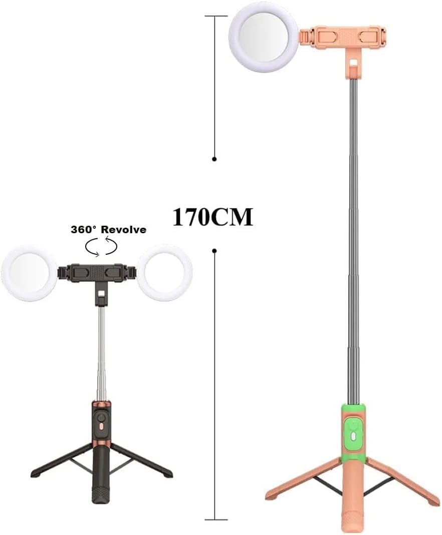 Volpers Bluetooth Selfie Stick Tripod with Remote & Dual LED Lights – JC-16H Extendable Wireless Tripod Stand for iPhone & Android, Vlogging, Photos, Videos & Live Streaming