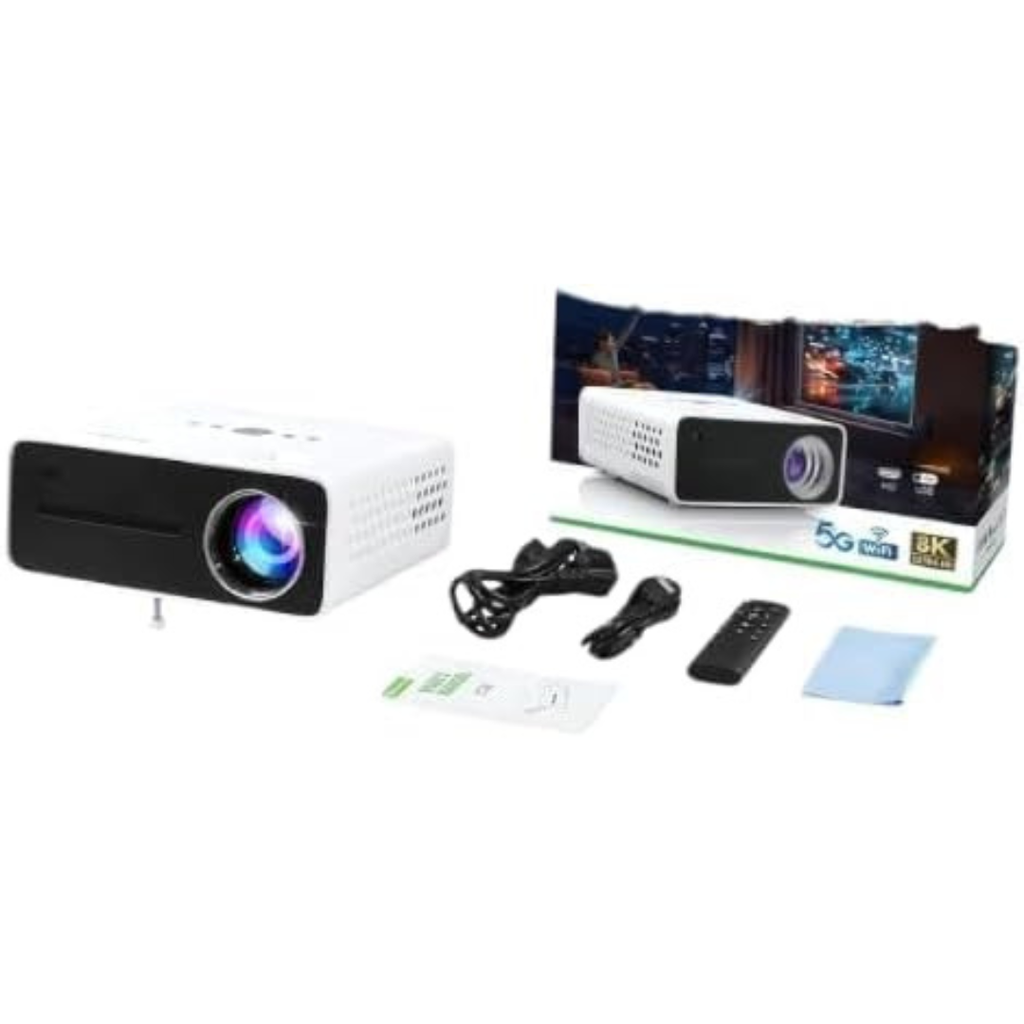 Volpers HT22 8K Ultra HD Smart Projector – Android OS, Dual 5G WiFi + Bluetooth, 300" Big Screen, LED High Brightness, Portable Wireless Display, HDMI USB for Home Theater, Phone & Laptop Compatible