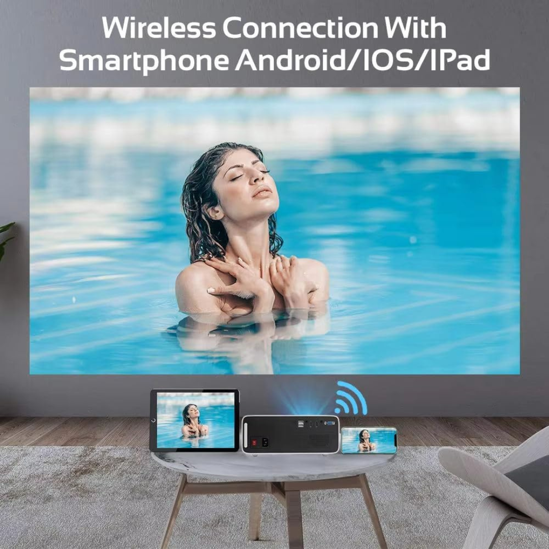 Volpers HT22 8K Ultra HD Smart Projector – Android OS, Dual 5G WiFi + Bluetooth, 300" Big Screen, LED High Brightness, Portable Wireless Display, HDMI USB for Home Theater, Phone & Laptop Compatible