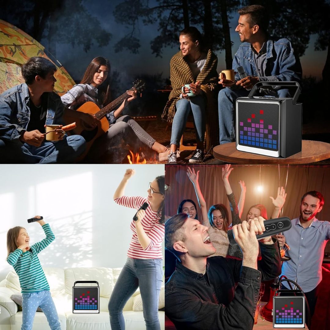 Volpers Karaoke Machine for Kids & Adults – Portable Bluetooth PA System with 2 Wireless Microphones & LED Lights | Fun Singing Toy for Girls, Boys & Family Parties | Christmas & Home Entertainment