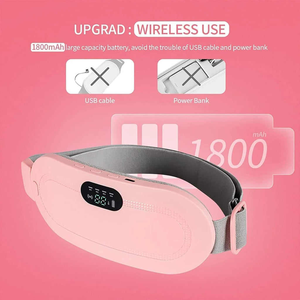 Volpers Period Heating Pad – Cordless Electric Heating Belt with 3 Heat Levels & 4 Vibration Modes, Fast Pain Relief for Period, Back & Belly