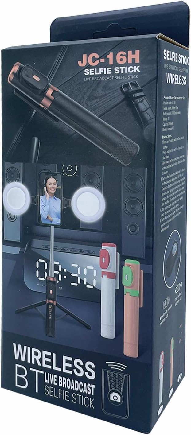 Volpers Bluetooth Selfie Stick Tripod with Remote & Dual LED Lights – JC-16H Extendable Wireless Tripod Stand for iPhone & Android, Vlogging, Photos, Videos & Live Streaming