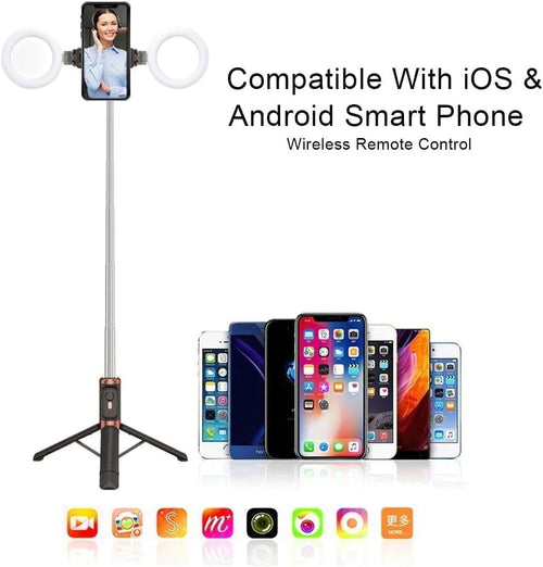 Volpers Bluetooth Selfie Stick Tripod with Remote & Dual LED Lights – JC-16H Extendable Wireless Tripod Stand for iPhone & Android, Vlogging, Photos, Videos & Live Streaming