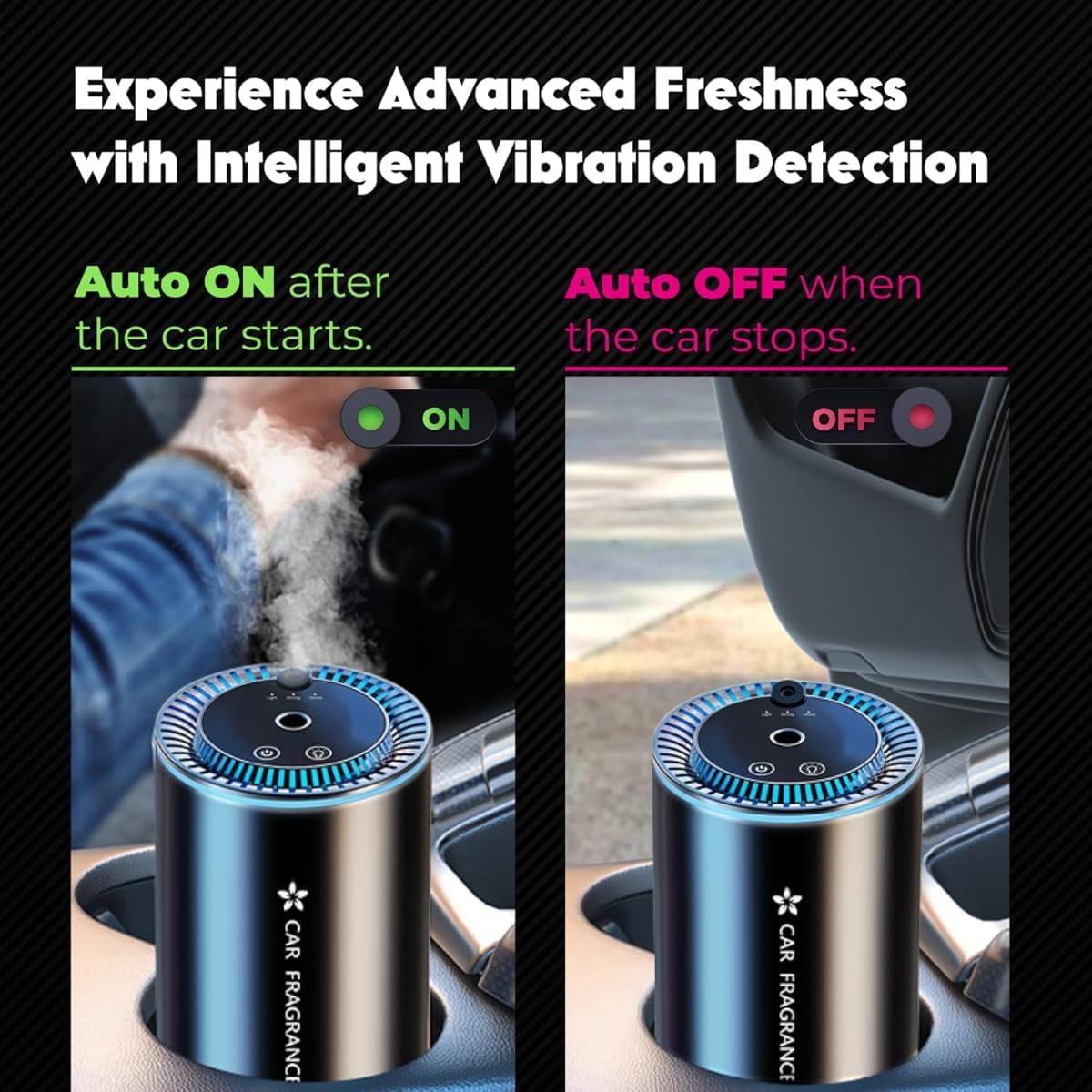 Smart Car Air Freshener Diffuser with Starry Sky Projection, 50ml Perfume Capacity, Rechargeable Car Aroma Diffuser with 4 Adjustable Modes, Auto On/Off Intelligent Car Cologne Diffuser, Long-Lasting