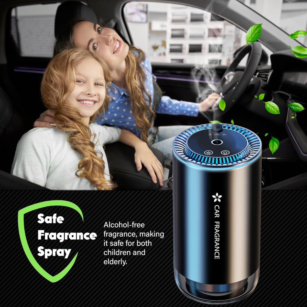 Smart Car Air Freshener Diffuser with Starry Sky Projection, 50ml Perfume Capacity, Rechargeable Car Aroma Diffuser with 4 Adjustable Modes, Auto On/Off Intelligent Car Cologne Diffuser, Long-Lasting