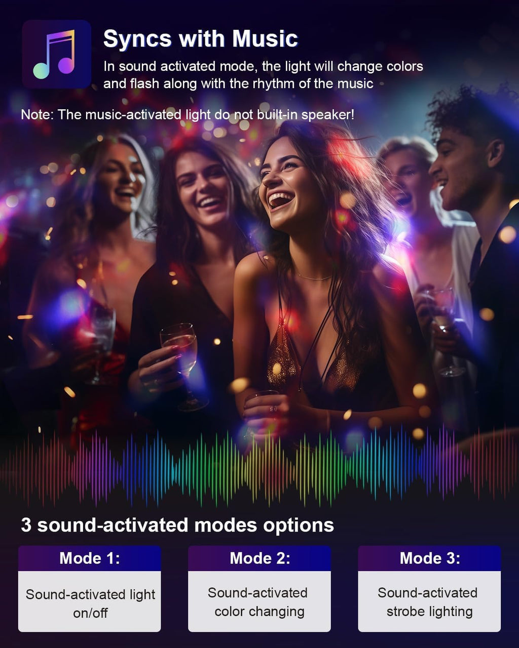 Volpers Sound Activated Party Lights – Remote-Controlled DJ Lighting, RGB Disco Ball, 7-Mode Strobe Stage Lamp for Home, Dance Parties, Weddings, Karaoke, Bars & Clubs