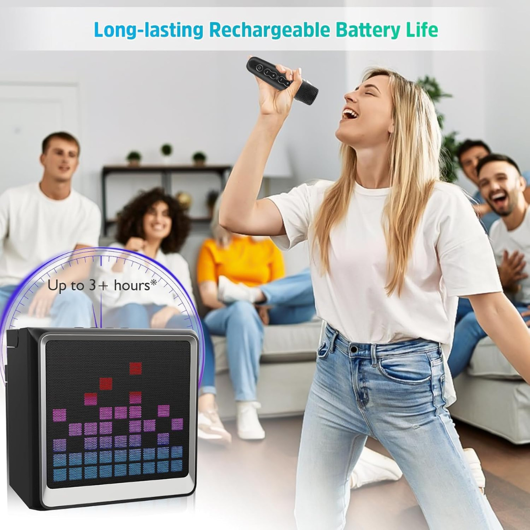 Volpers Karaoke Machine for Kids & Adults – Portable Bluetooth PA System with 2 Wireless Microphones & LED Lights | Fun Singing Toy for Girls, Boys & Family Parties | Christmas & Home Entertainment
