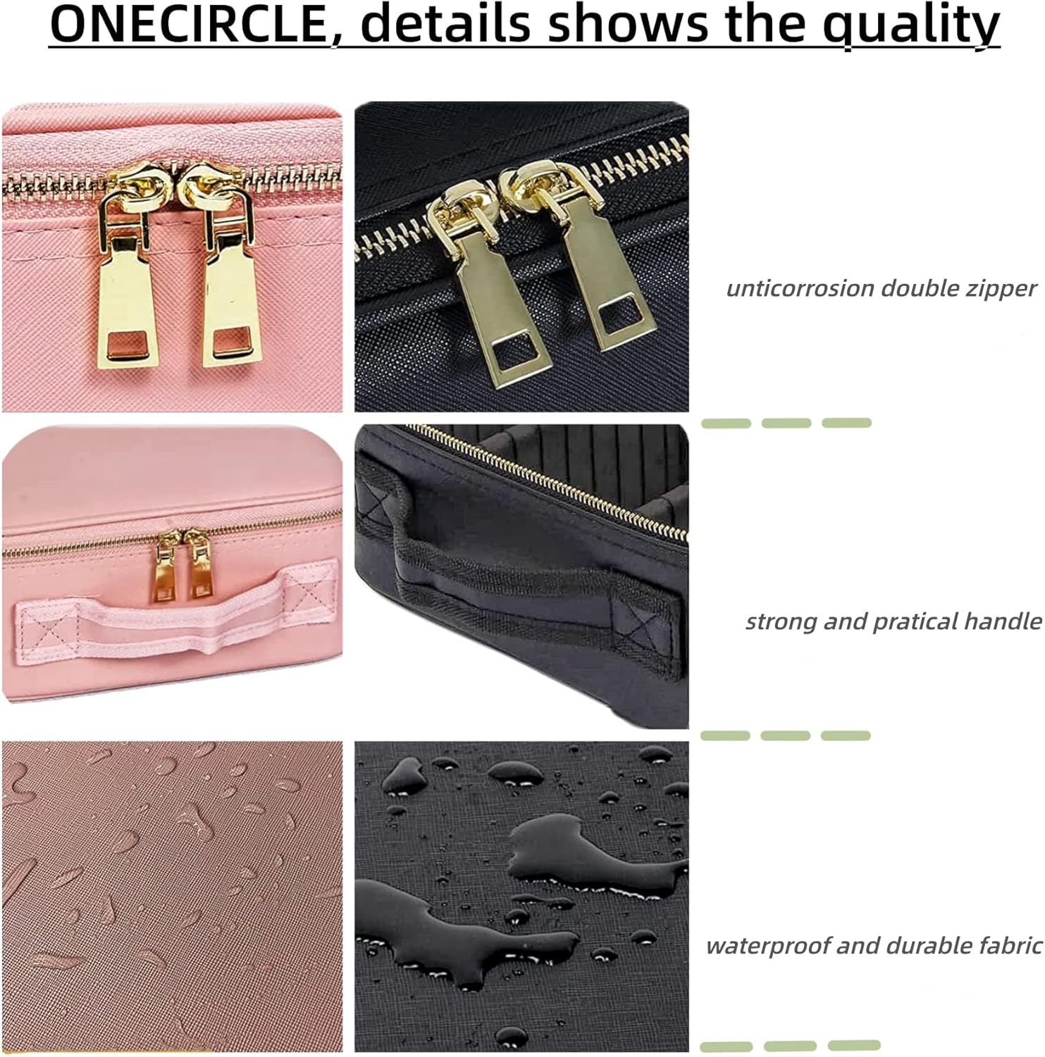 Volpers Makeup Bag with LED Mirror – 3 Adjustable Brightness Levels, Dividers for Jewelry, Essential Oils, Toiletries & Daily Makeup Storage