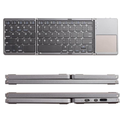 Volpers Foldable Wireless Keyboard with Touchpad – Portable Rechargeable Bluetooth Keyboard for iPhone 15 Pro Max, iPad, Tablets & Smartphones (Type-C Charging)