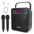 Volpers Karaoke Machine with 2 Wireless Microphones – Portable Bluetooth PA Speaker with LED Lights, USB/AUX Support – for Kids & Adults, Parties, Weddings, Teaching Events