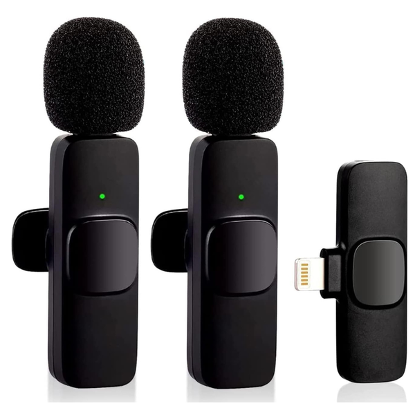 Volpers Wireless Microphone for iPhone & iPad – Plug & Play 2.4G Lavalier Mic Set with Dual Microphones, Auto Sync, Noise Reduction for Video Recording, Vlogs & Interviews